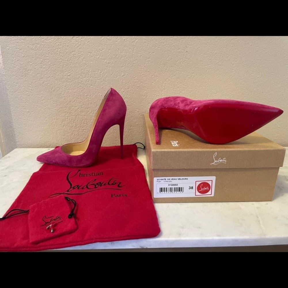 Christian Louboutin 38 So Kate 120mm Veau Velours in LouLou